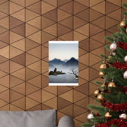 Dawn Mountain Mist Wall Art Print - Zen Shibui