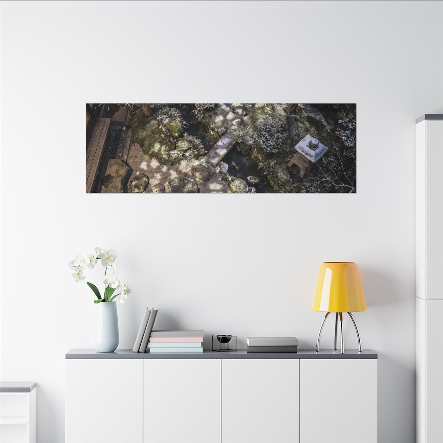 Moonlit Garden Japanese Pattern Canvas Art | Elegant Japandi Art