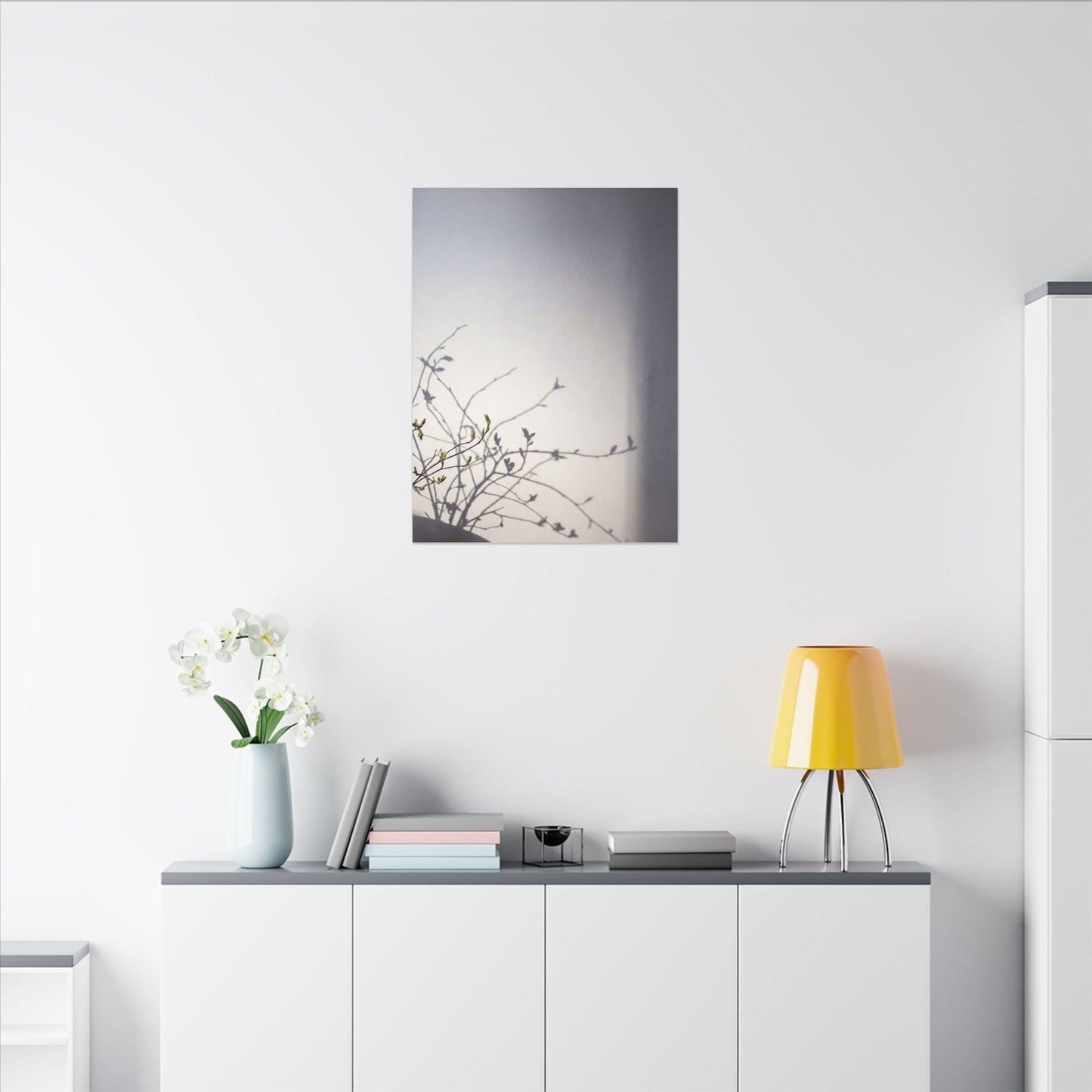 Japandi Shadow Play in Dawn | Japanese Pattern Canvas Art