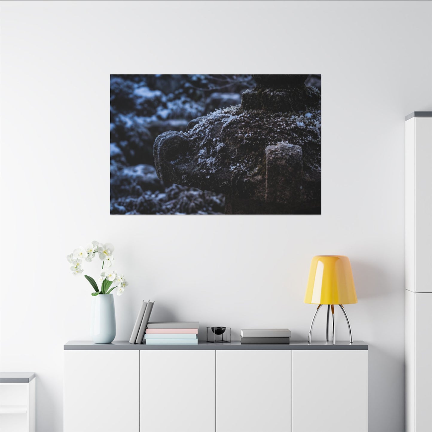 Moody Stone Lantern Canvas Art - Shadow Zen Dark Japandi