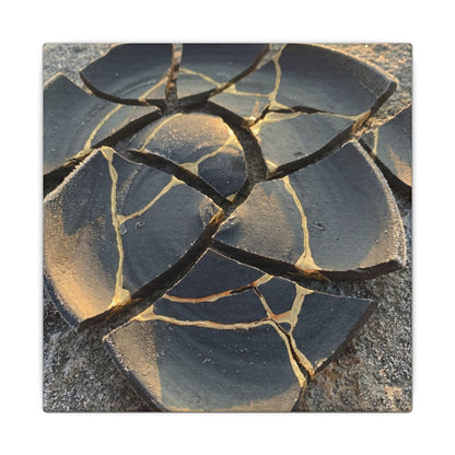 Broken Pottery Winter Canvas Art | Kintsugi Resilient Design