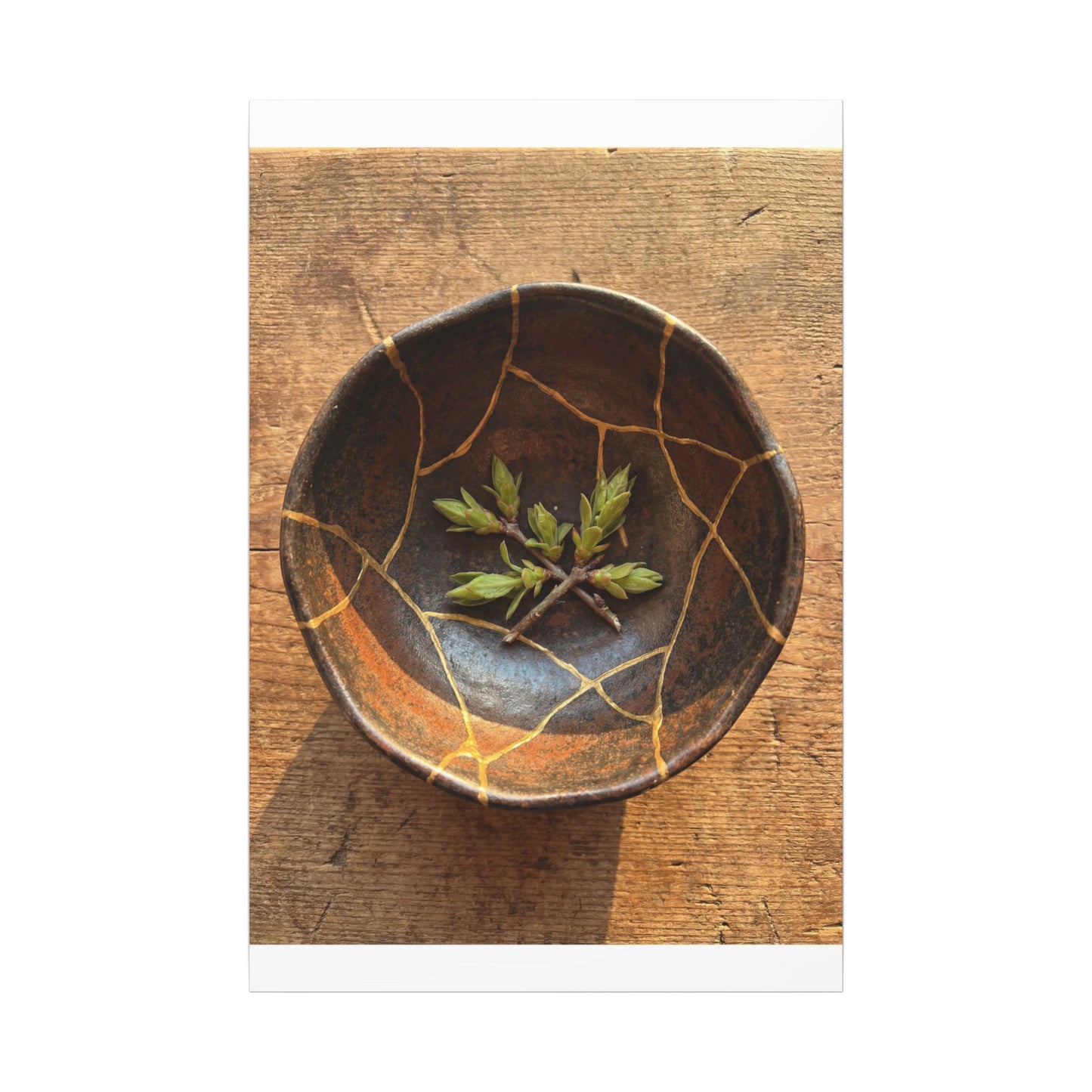 Ceramic Bowl Gold Repair Canvas Art | Resilient Kintsugi Art