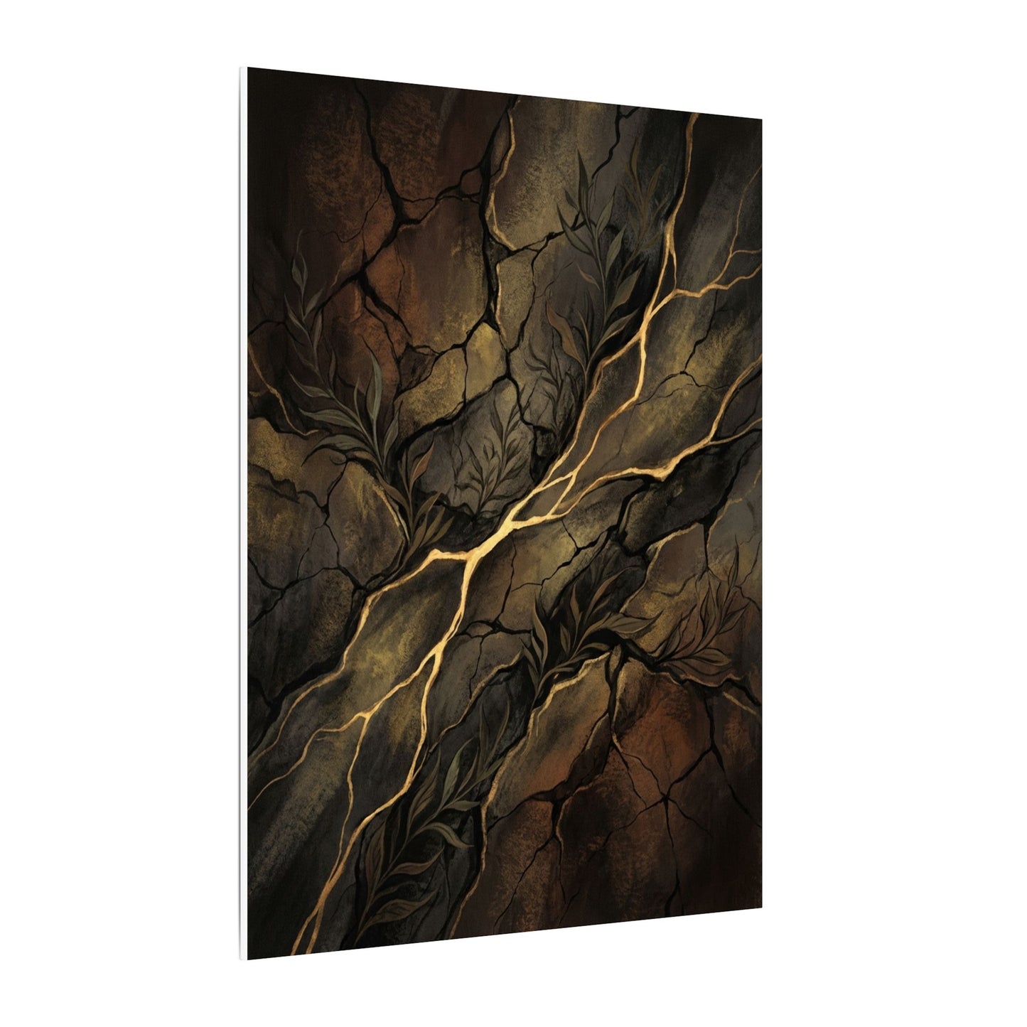 Cracked Earth Charcoal Ink Canvas Art | Bold Dark Japandi Art