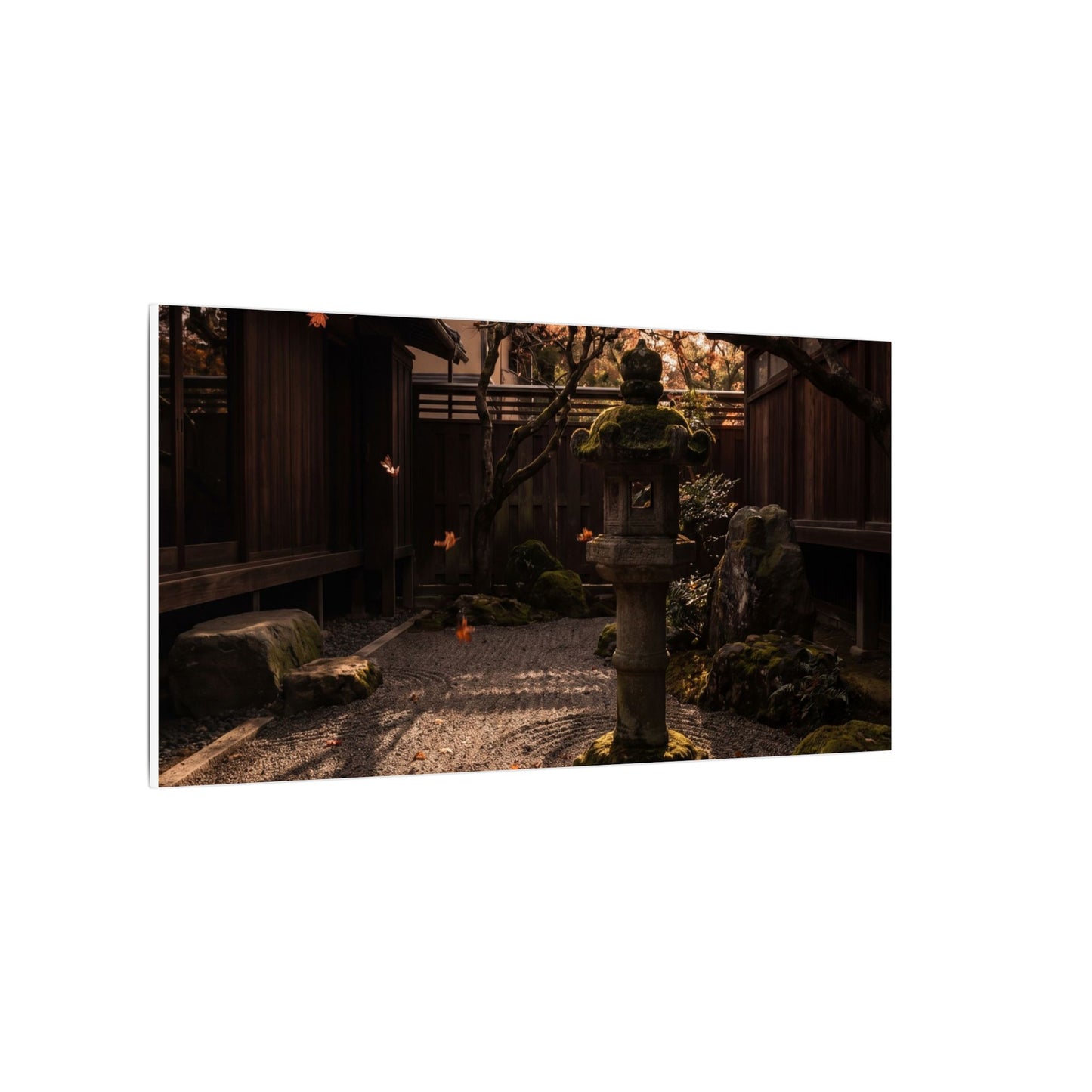 Seijaku Stone Lantern Canvas Art - Dark Japandi Shadow Zen