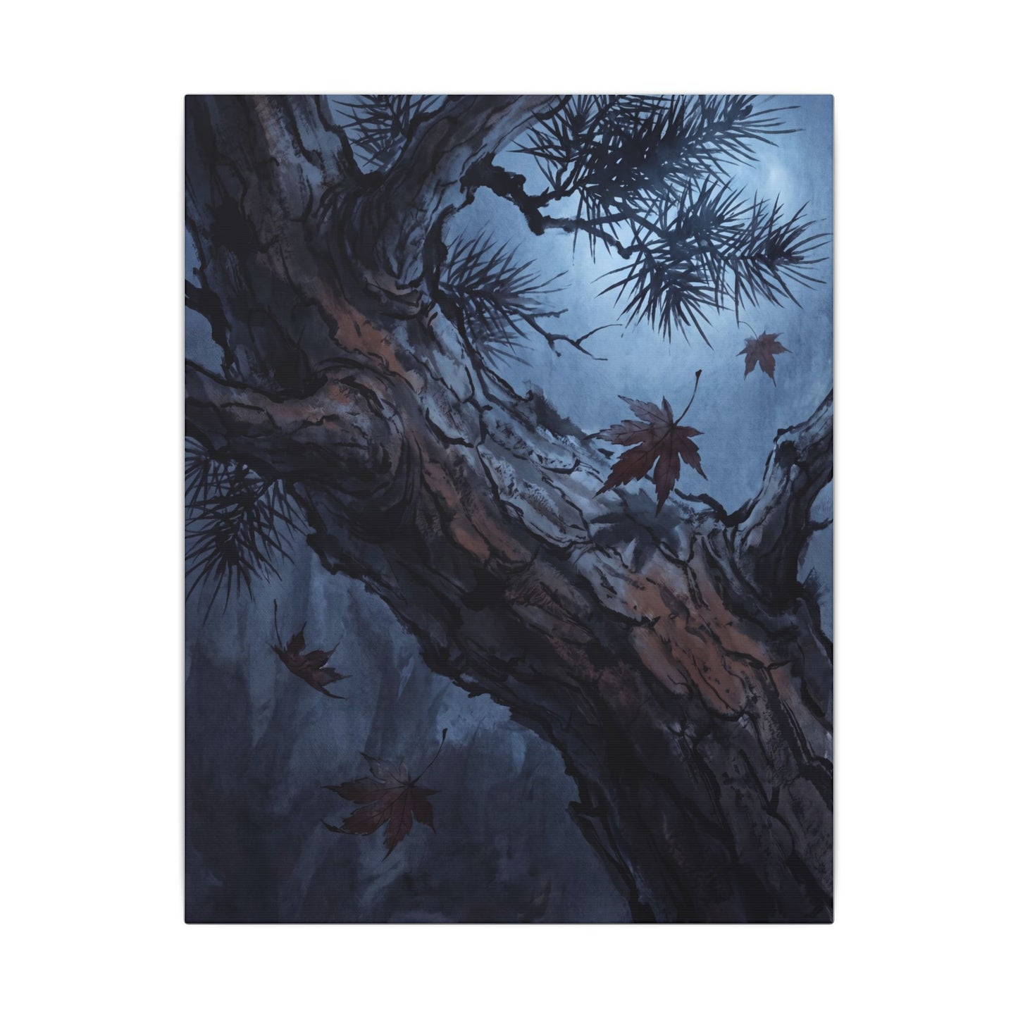 Atmospheric Pine Tree Canvas Art - Shadow Zen Dark Japandi