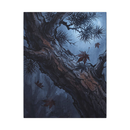 Atmospheric Pine Tree Canvas Art - Shadow Zen Dark Japandi