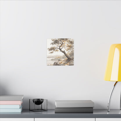 Pine Tree Watercolor Canvas Art | Elegant Japandi Art
