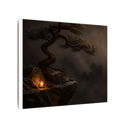 Pine Tree Shadow Zen Canvas Art | Luxurious Dark Japandi Art