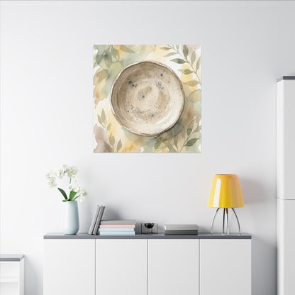 Ceramic Bowl Watercolor Canvas Art | Warm Japandi Art