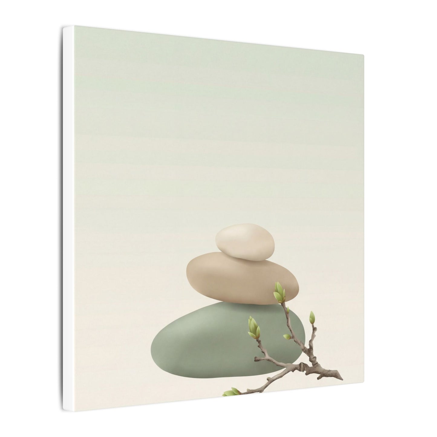 Dawn River Stones Canvas Art - Japandi Fukinsei
