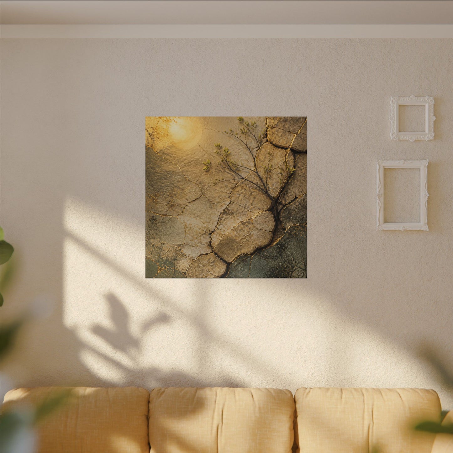 Cracked Earth Spring Canvas Art | Japandi Warm Design