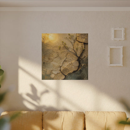 Cracked Earth Spring Canvas Art | Japandi Warm Design