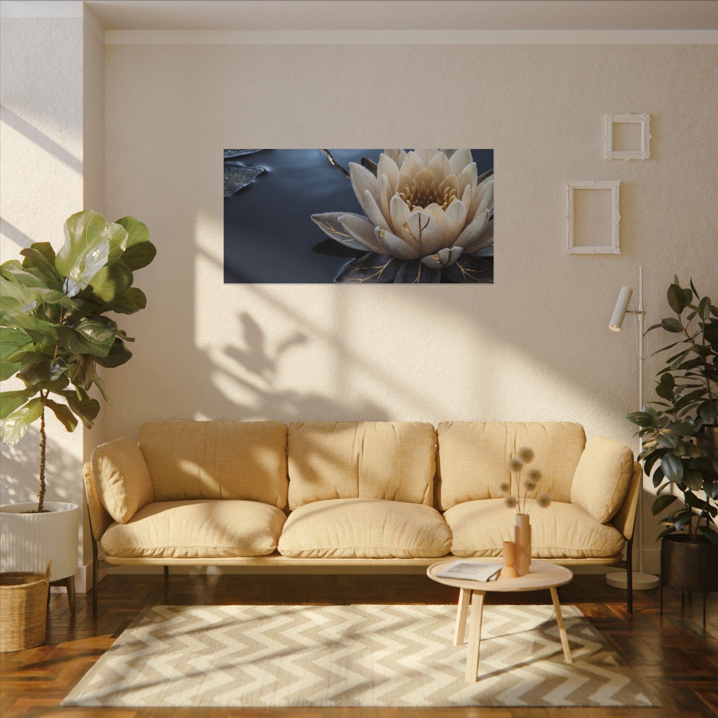 Beautiful Lotus Flower Canvas Art - Gold Vein Kintsugi