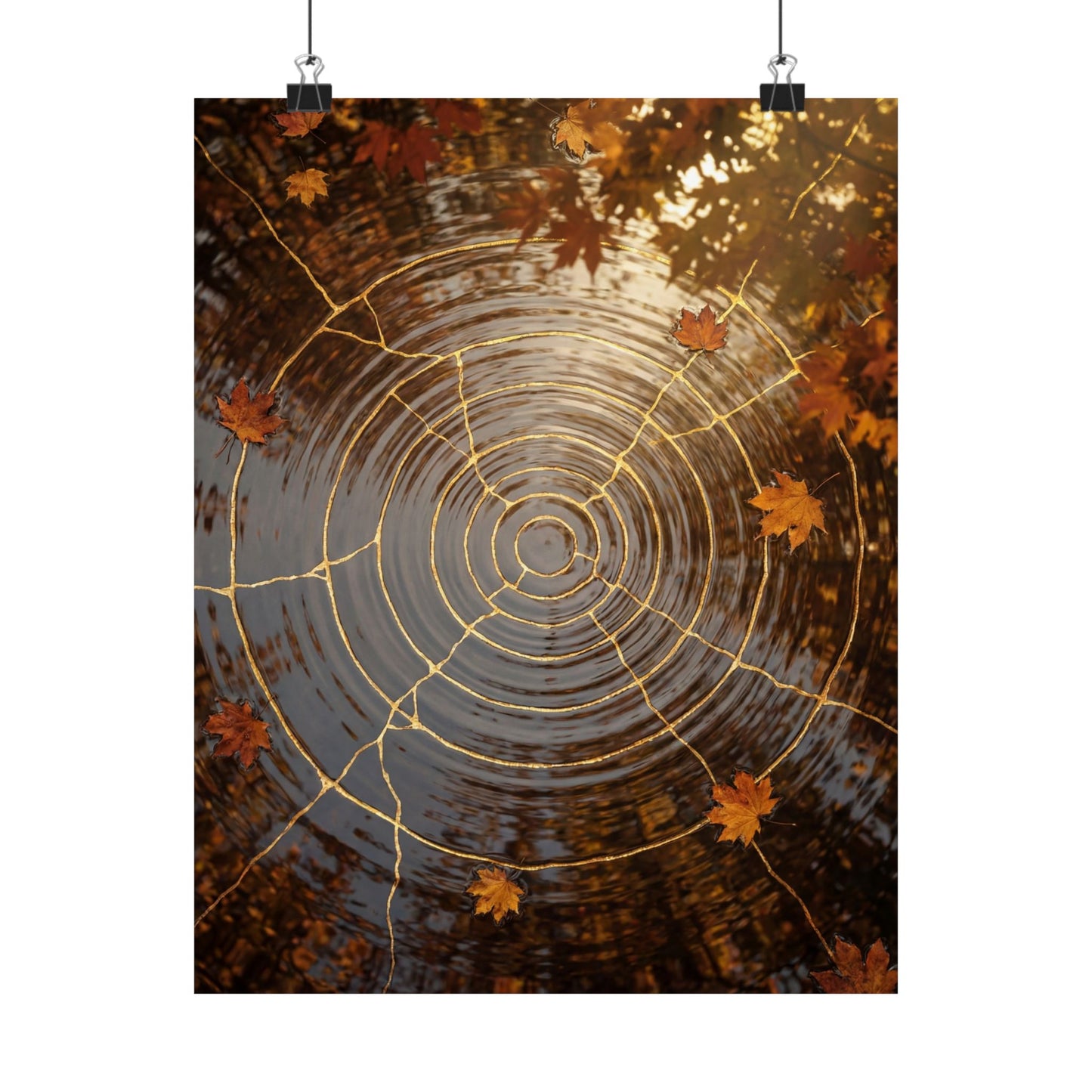 Water Ripple Autumn Wall Art Print | Kintsugi Resilient Design Art Print