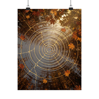 Water Ripple Autumn Wall Art Print | Kintsugi Resilient Design Art Print