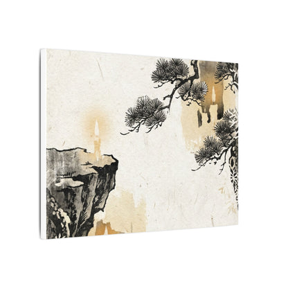 Japandi Pine Tree in Candlelight | Japanese Pattern Canvas Art