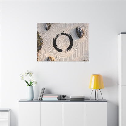 Rock Garden Canvas Art | Winter Zen Enso Art