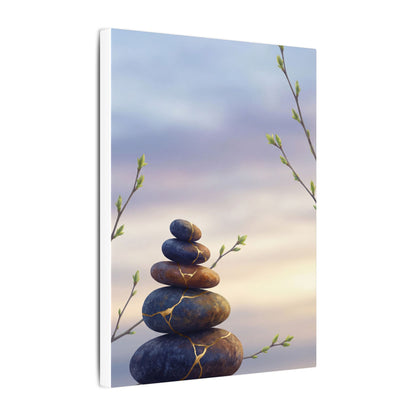 Spring River Stones Gold Vein Canvas Art | Philosophical Decor