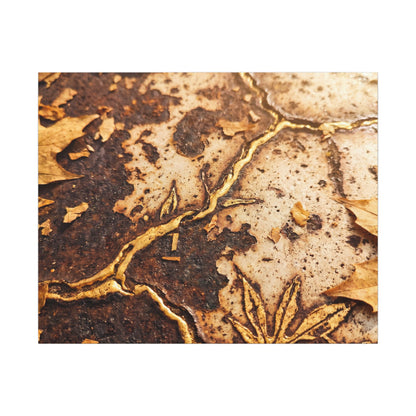 Kintsugi Rust Patina in Golden Hour | Gold Vein Canvas Art