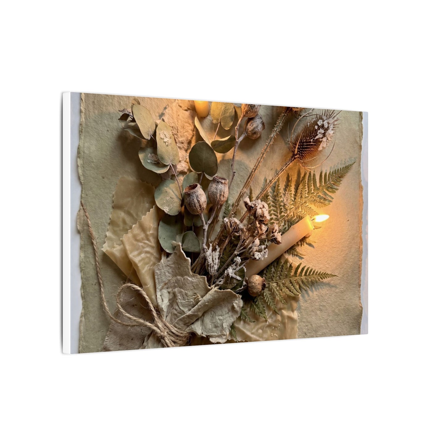 Dried Flowers Texture Canvas Art | Warm Japandi Art