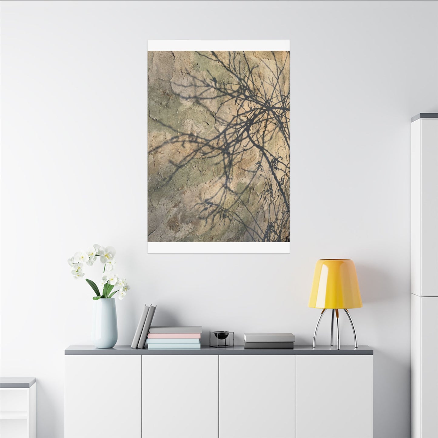Japandi Shadow Play in Golden Hour | Texture Canvas Art
