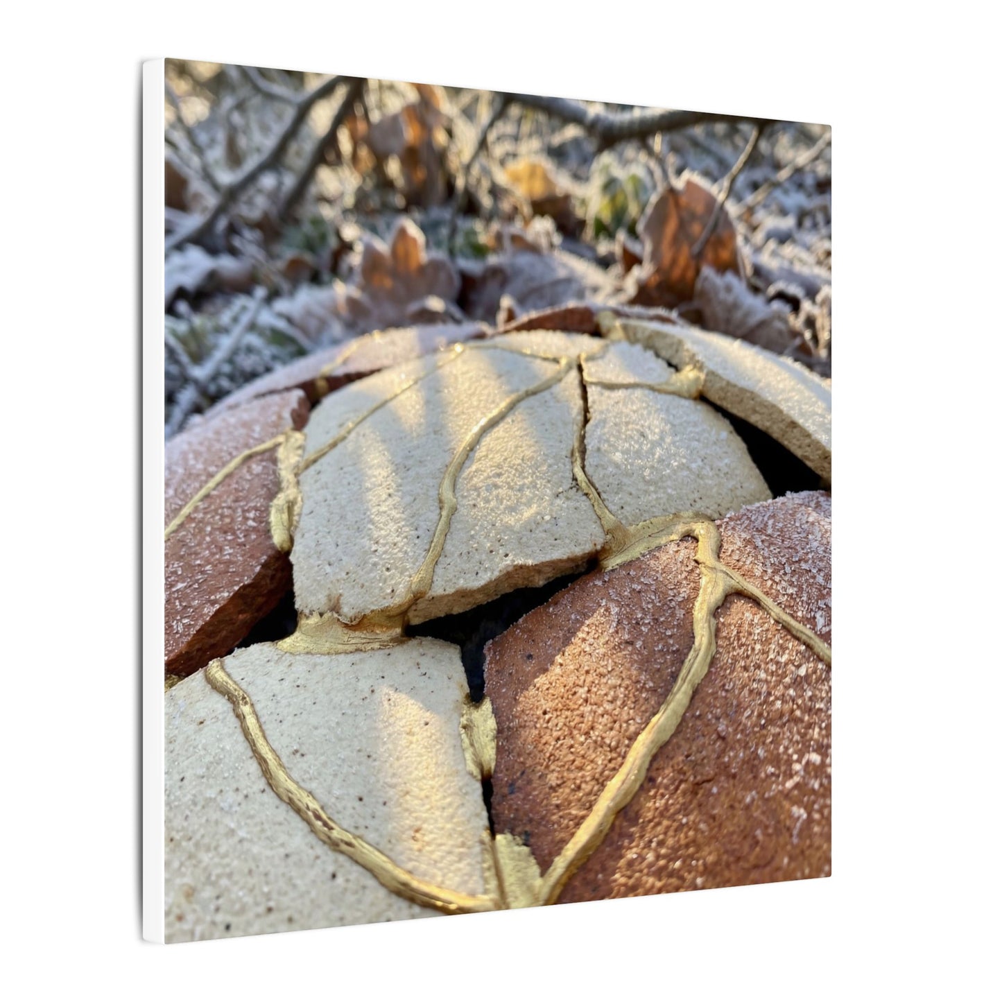 Broken Pottery Crackle Gold Canvas Art | Healing Kintsugi Art