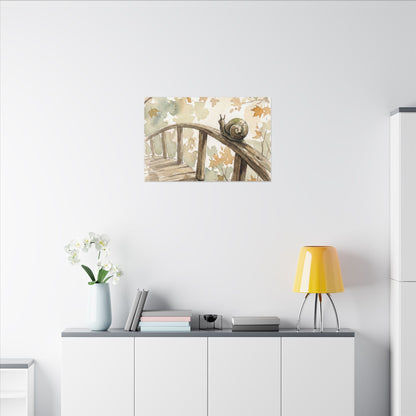 Wooden Bridge Canvas Art | Autumn Japandi Watercolor Art