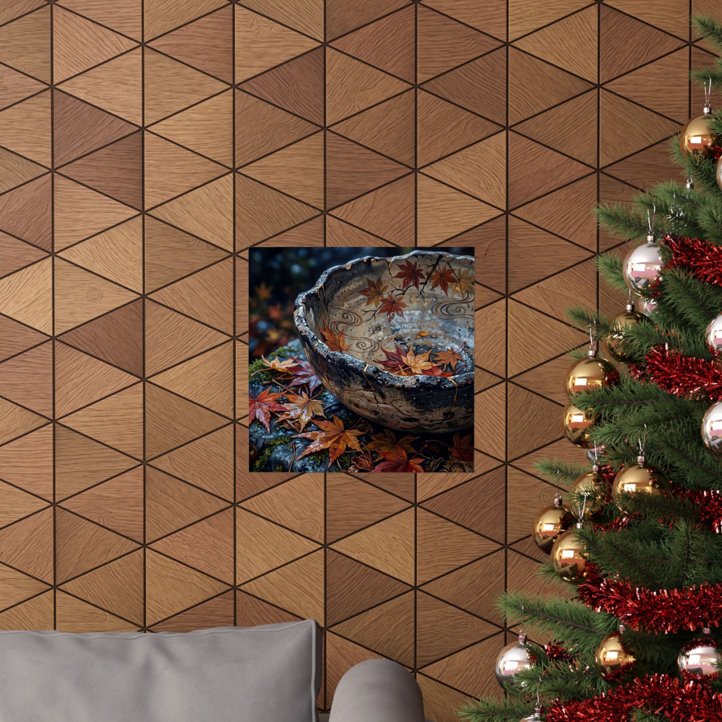 Autumn Ceramic Bowl Japanese Pattern Wall Art Print | Earthy Decor