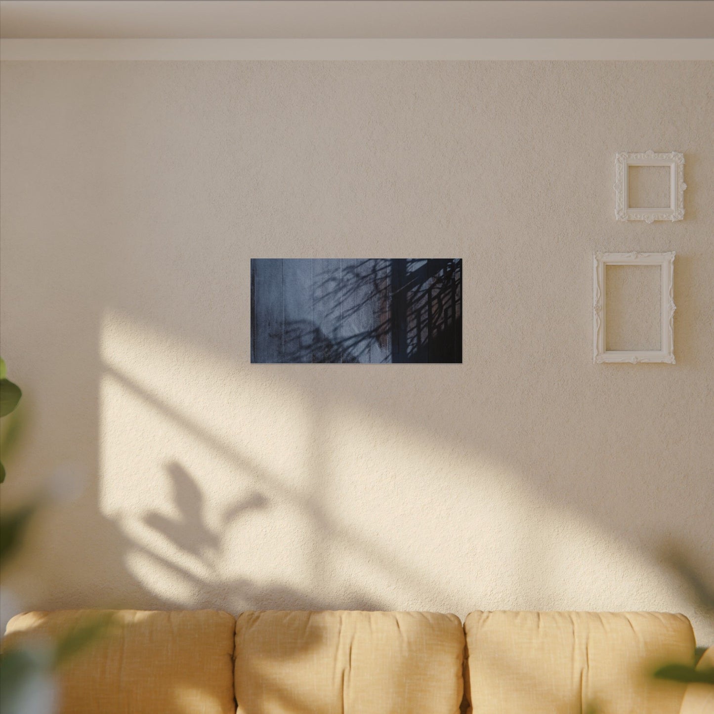 Shadow Play Moody Minimal Canvas Art | Moody Dark Japandi Art