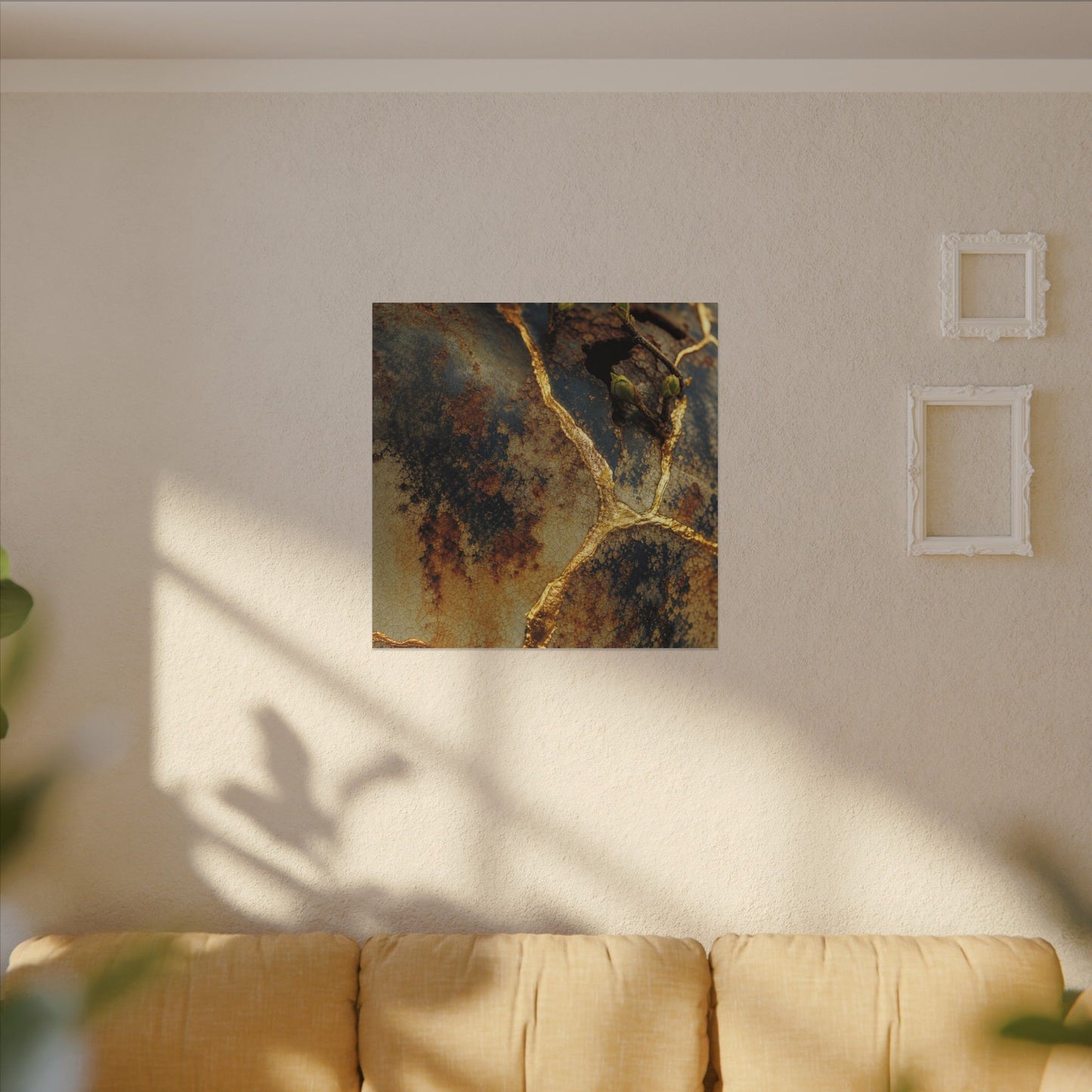 Datsuzoku Rust Patina Canvas Art - Kintsugi Crackle Gold