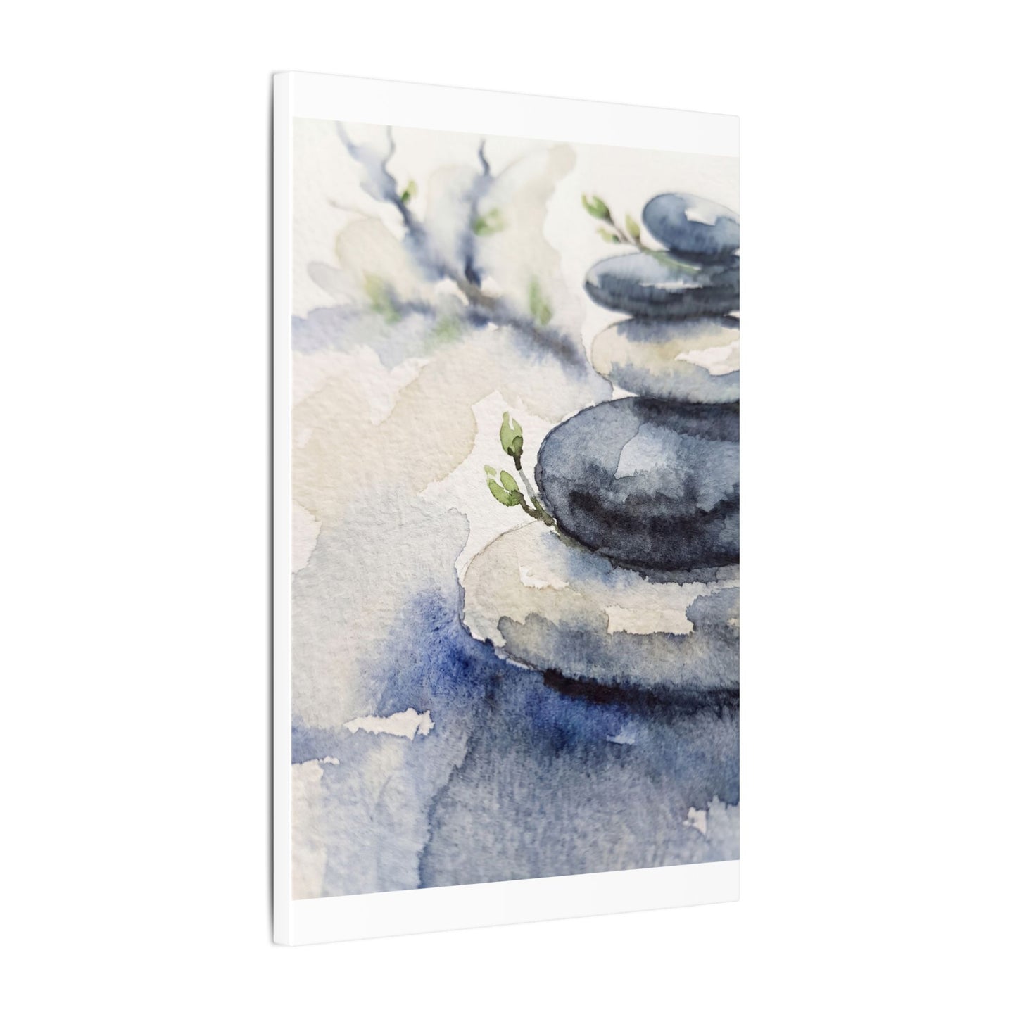 River Stones Watercolor Canvas Art | Cozy Japandi Art