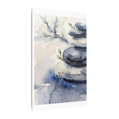 River Stones Watercolor Canvas Art | Cozy Japandi Art