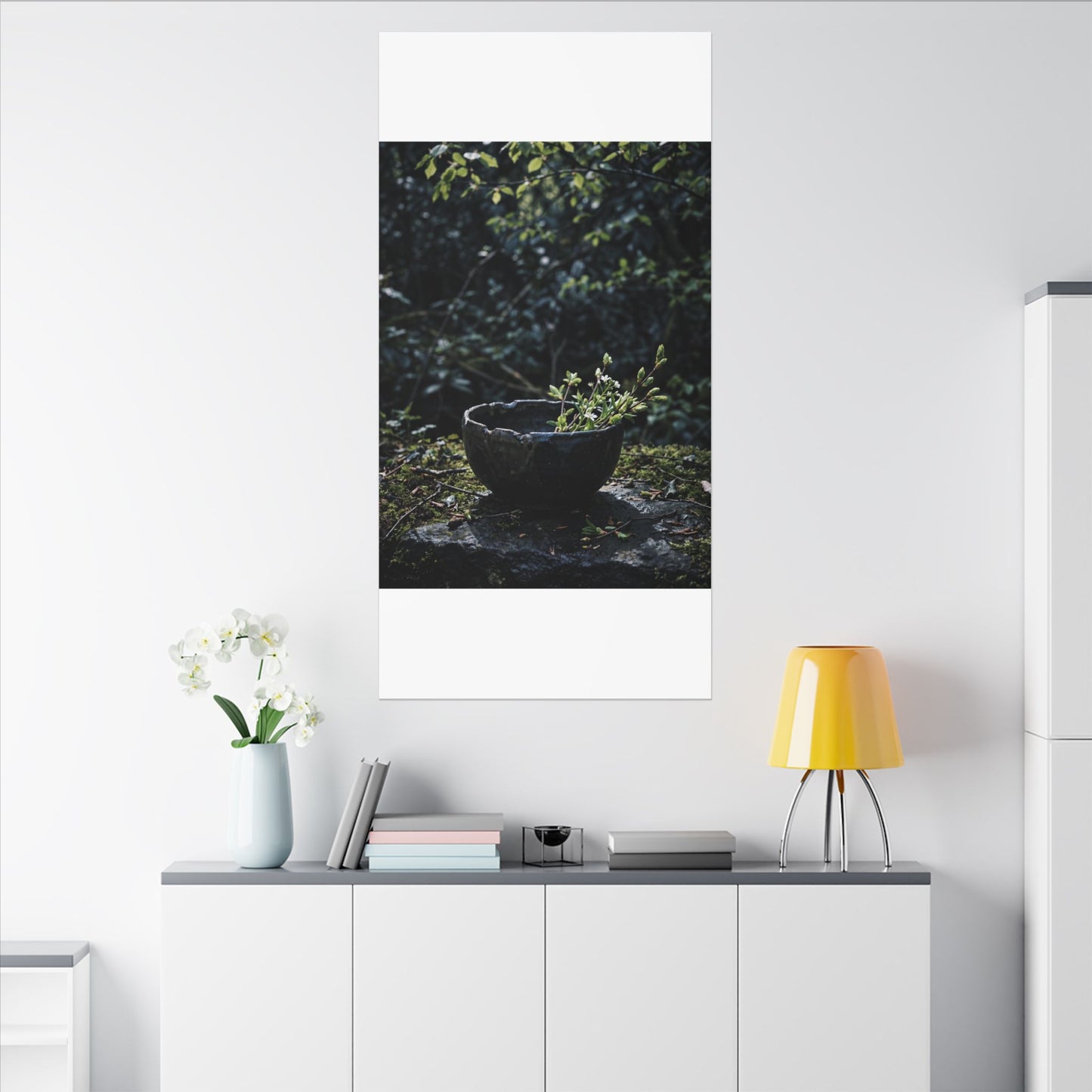 Dappled Ceramic Bowl Canvas Art - Dark Japandi Datsuzoku