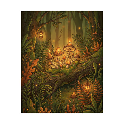 Summer Wild Mushrooms Forest Whimsy Wall Art Print | Nostalgic Decor