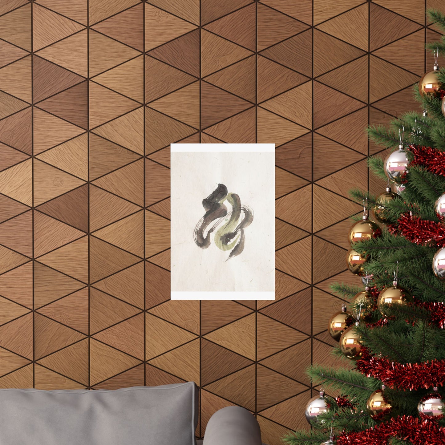 Cozy Ink Brushstroke Wall Art Print - Japanese Pattern Japandi