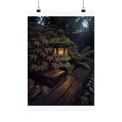 Moonlit Garden Summer Wall Art Print | Dark Japandi Sophisticated Design Art Print