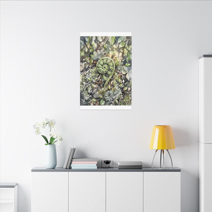 Fern Unfurling Spring Canvas Art | Japandi Neutral Design