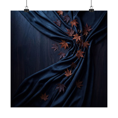 Dark Japandi Silk Drape in Moonlight | Moody Minimal Wall Art Print