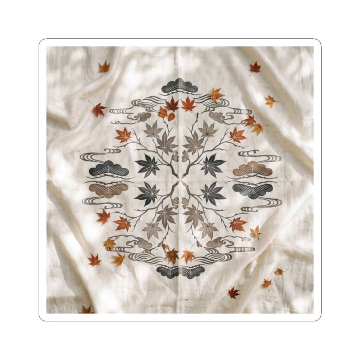 Silk Drape Sticker | Autumn Japandi Japanese Pattern Art
