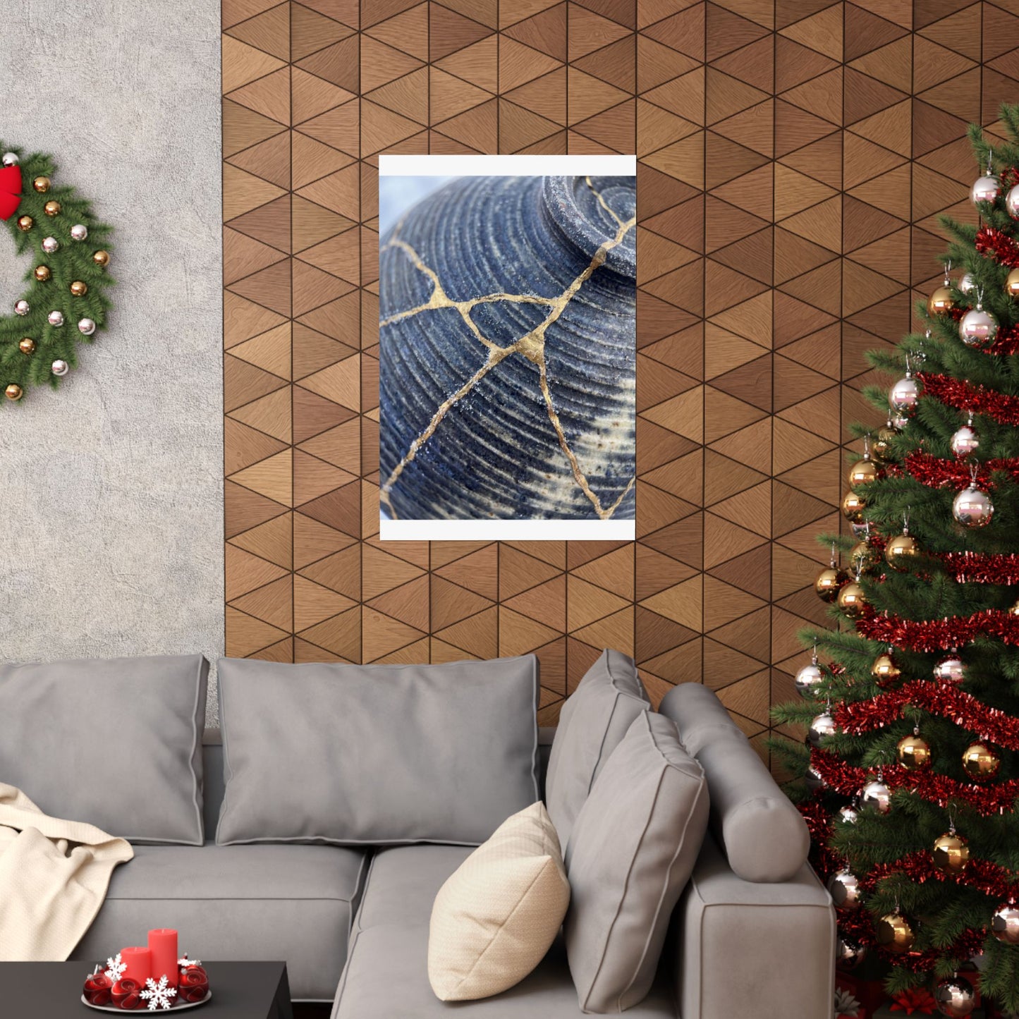 Shibui Water Ripple Wall Art Print - Kintsugi Gold Repair