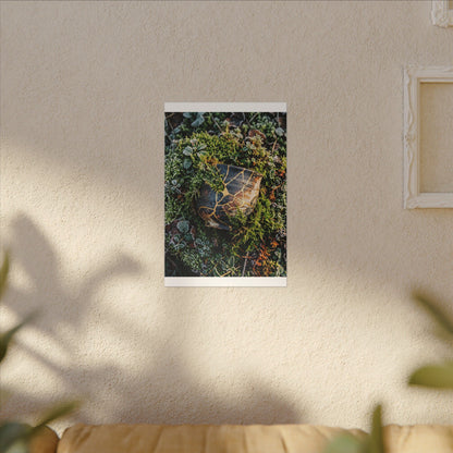 Artful Moss Close Up Canvas Art - Gold Repair Kintsugi