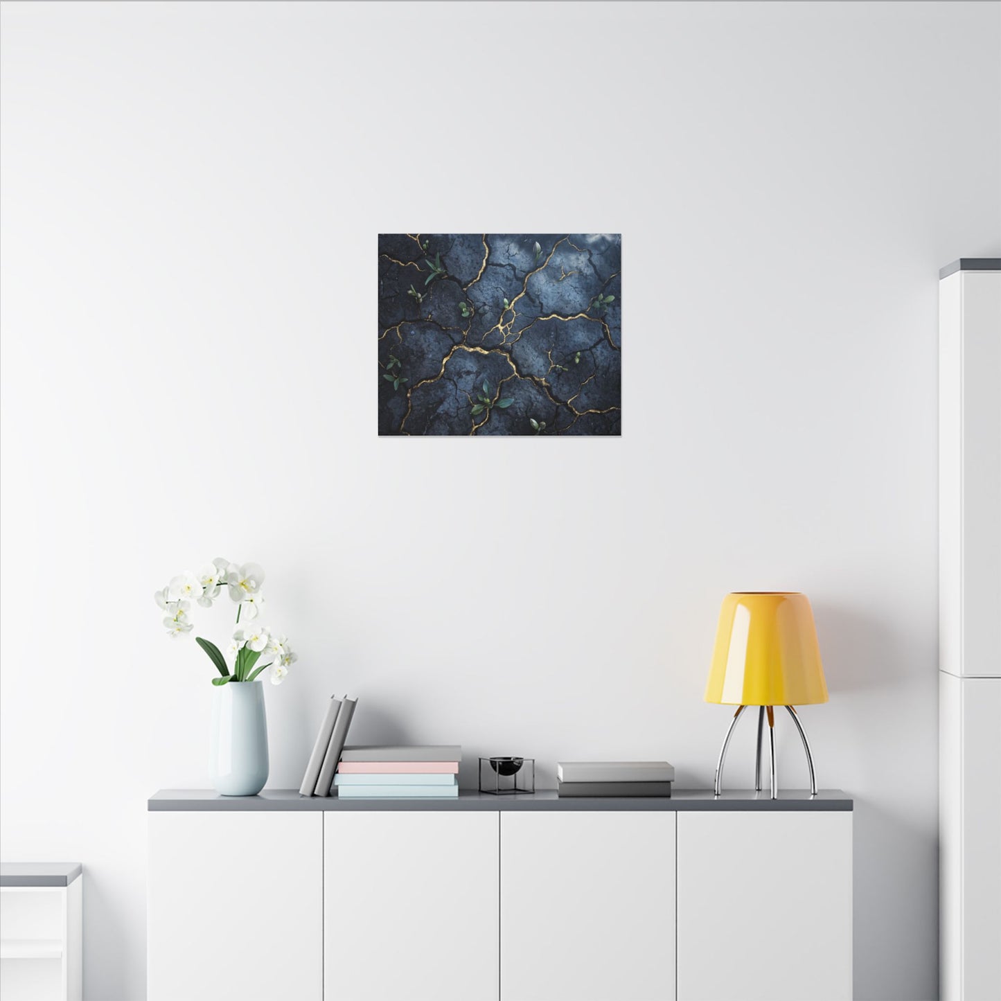 Cracked Earth Spring Canvas Art | Kintsugi Healing Design
