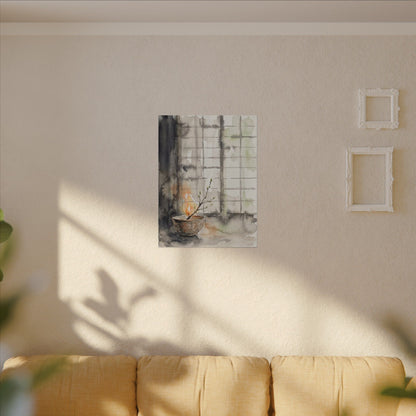 Shoji Screen Canvas Art | Spring Japandi Watercolor Art