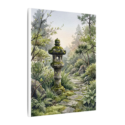 Neutral Stone Lantern Canvas Art - Watercolor Japandi