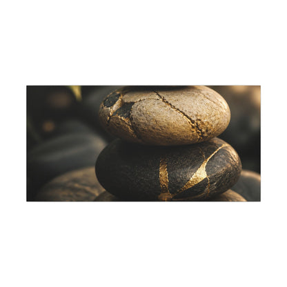Summer River Stones Broken Beauty Canvas Art | Healing Decor