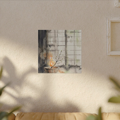 Shoji Screen Canvas Art | Spring Japandi Watercolor Art