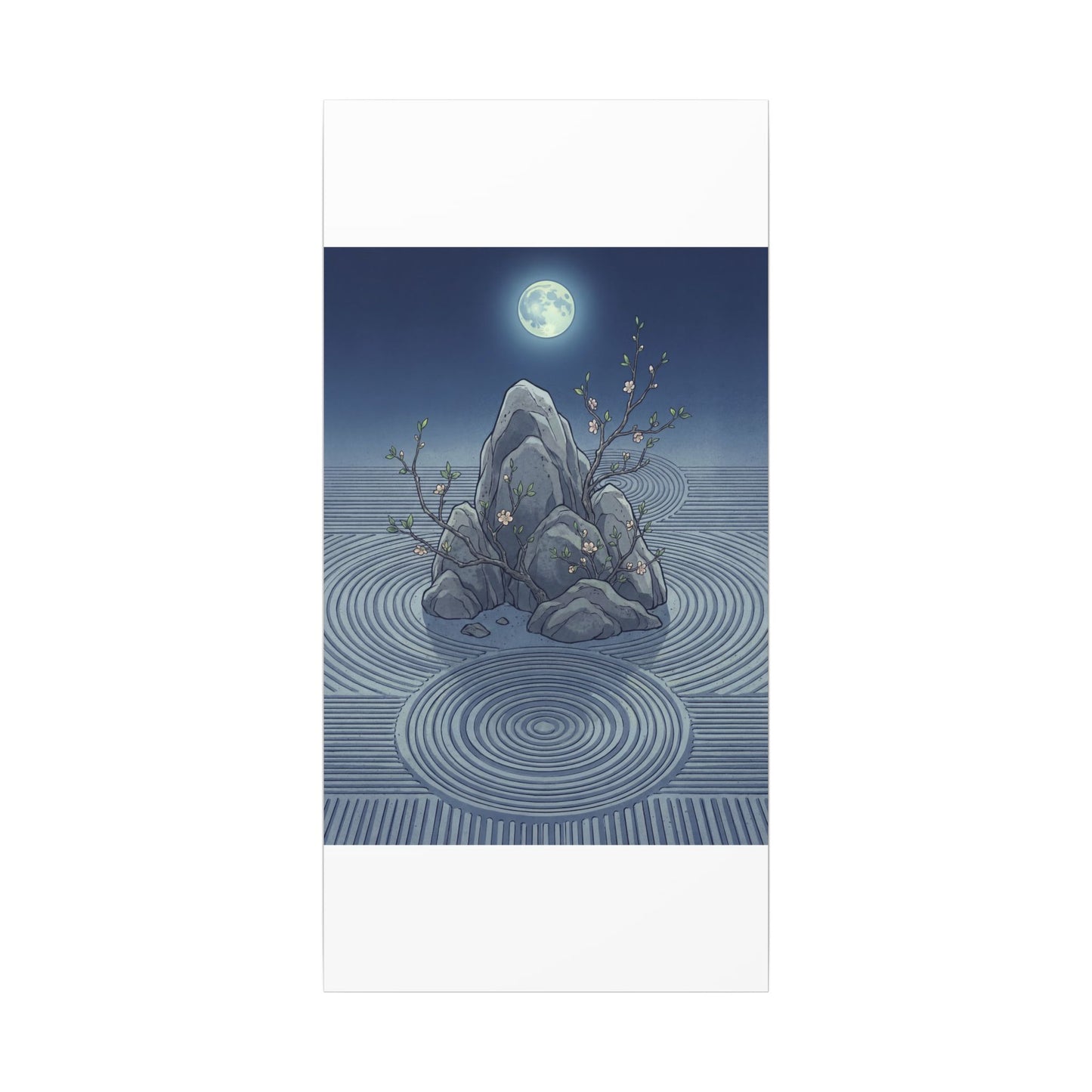 Spring Rock Garden Ukiyo E Inspired Canvas Art | Tranquil Decor