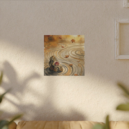 Autumn Rock Garden Watercolor Canvas Art | Neutral Decor