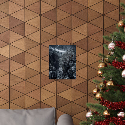 Pine Tree Wall Art Print | Winter Dark Japandi Dark Texture Art