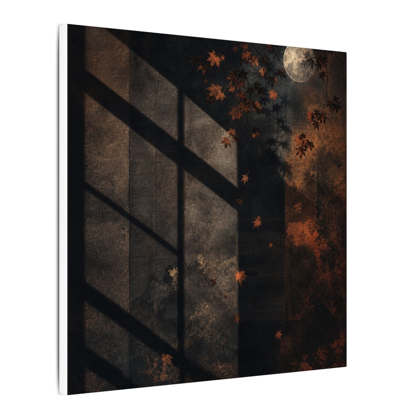 Sophisticated Shadow Play Canvas Art - Dark Texture Dark Japandi